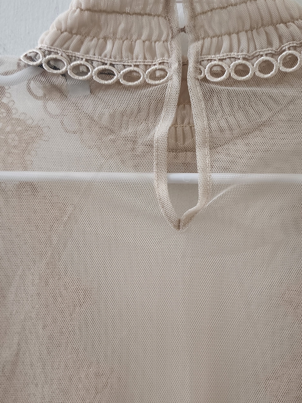 Macy's Sheer Lace-Trim Blouse in Beige - Picture 10 of 11